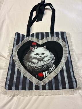 Widow Dolls Kill Pierrot Cat Ruffle Heart Tote Bag